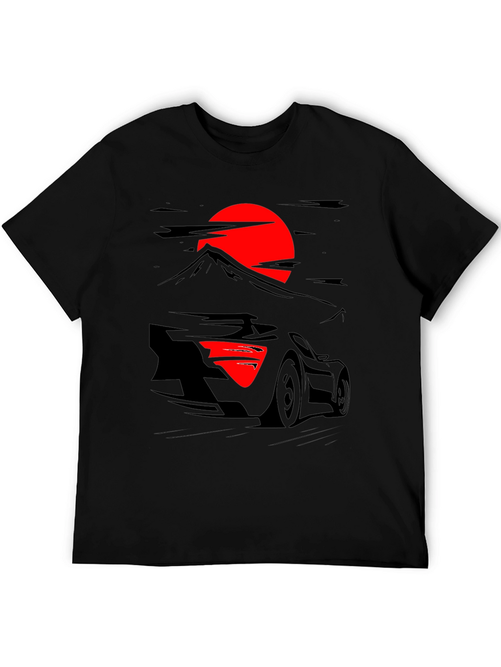 Sunset Racer Graphic Tee - Black Cotton Shirt