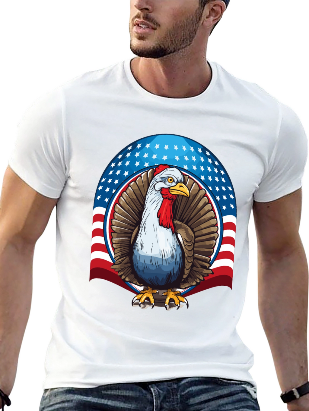 Patriotic Turkey Graphic T-Shirt