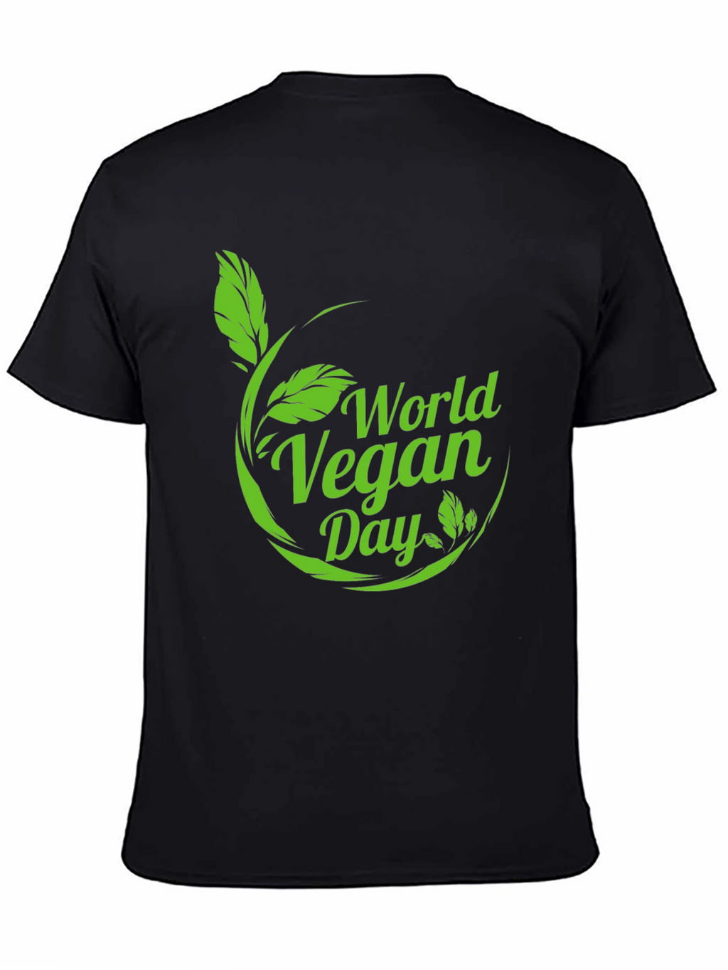 World Vegan Day T-Shirt - Black Leaf Design