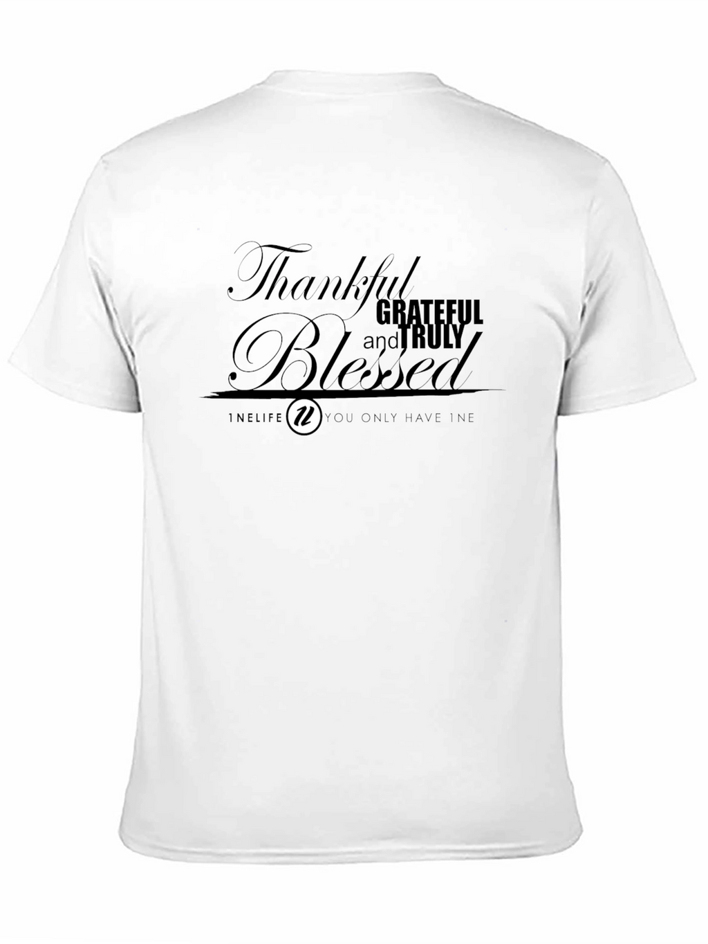 Thankful Blessed T-Shirt | Mens Black Crew Neck