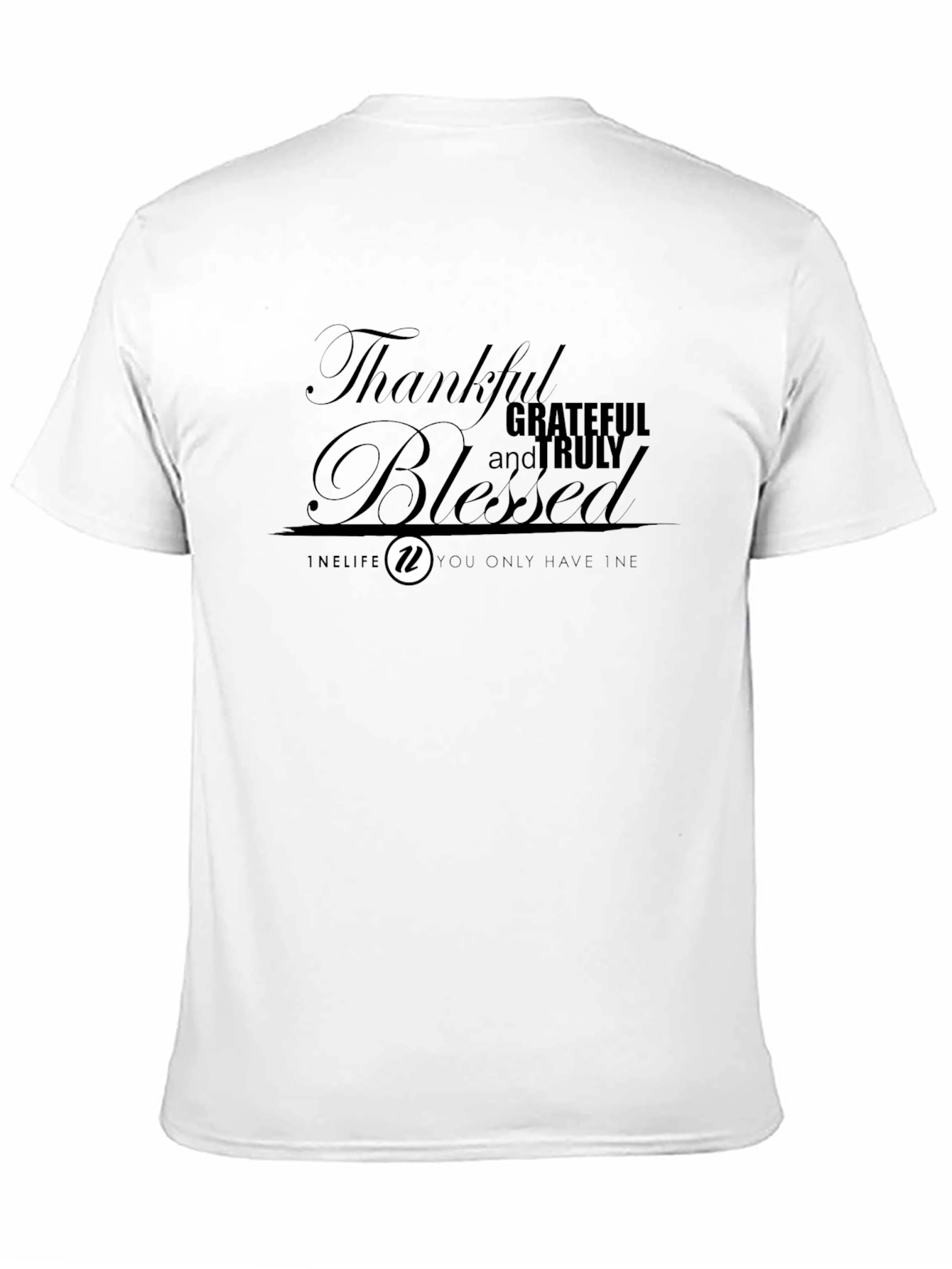Thankful Blessed T-Shirt | Mens Black Crew Neck