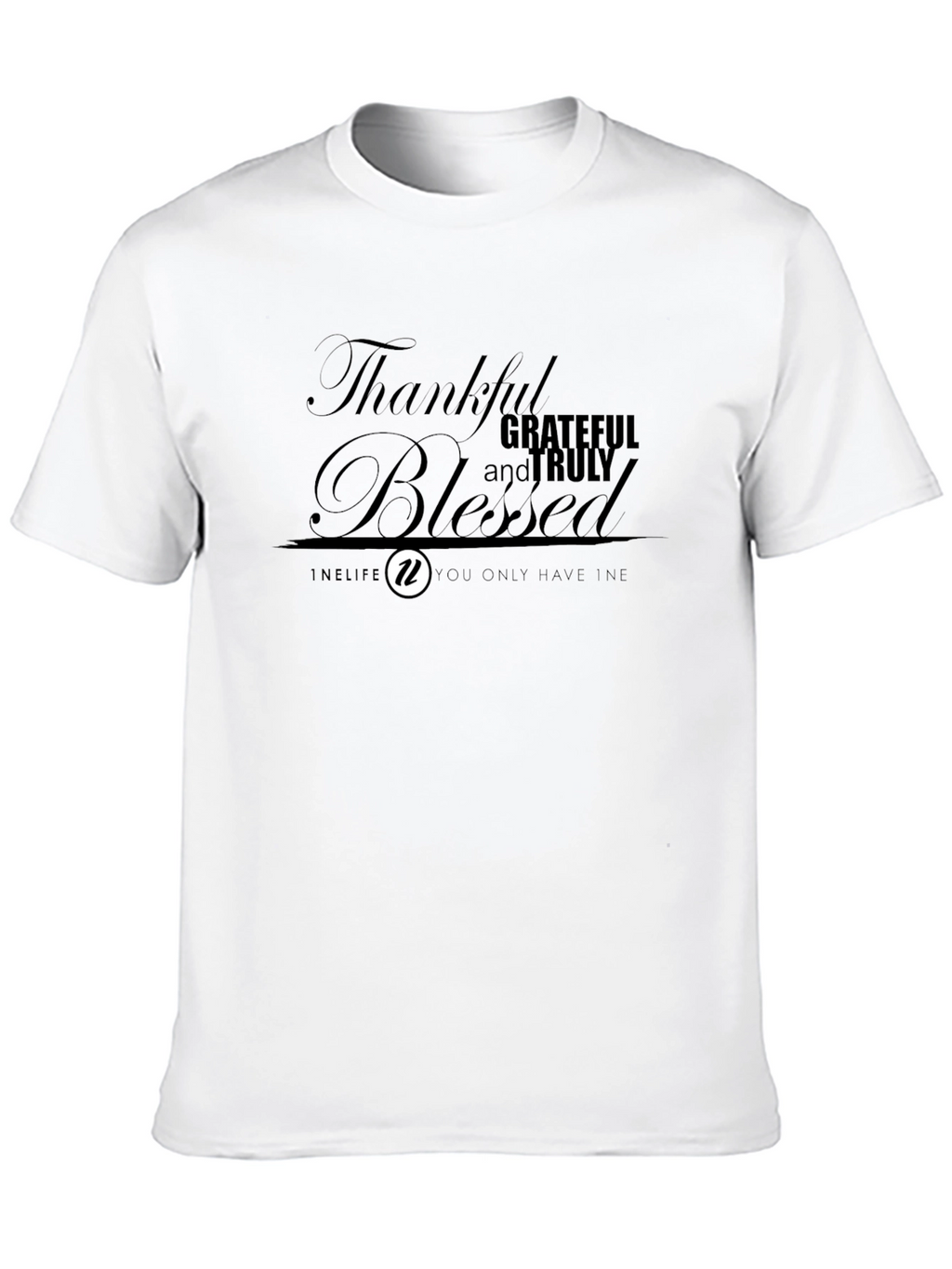 Thankful Blessed T-Shirt | Mens Black Crew Neck