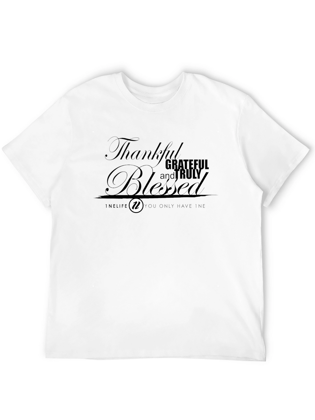 Thankful Blessed T-Shirt | Mens Black Crew Neck