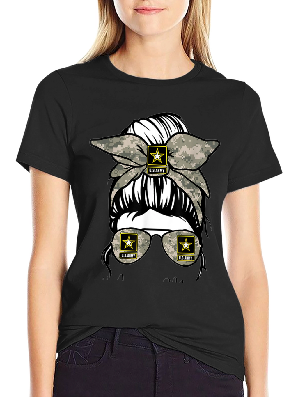 U.S. Army Messy Bun Camo T-Shirt