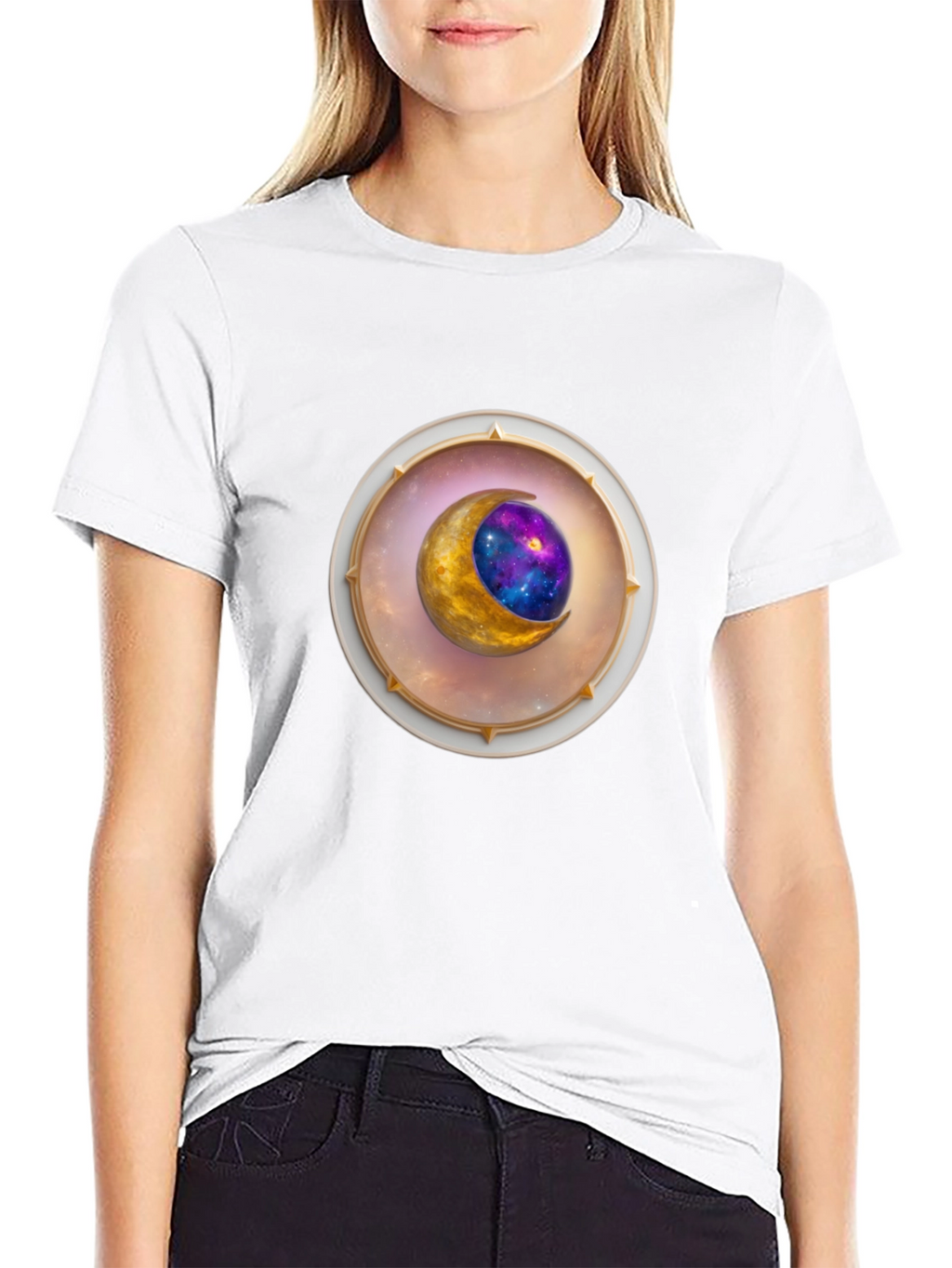 Celestial Moon Graphic Tee - Stylish Space Design