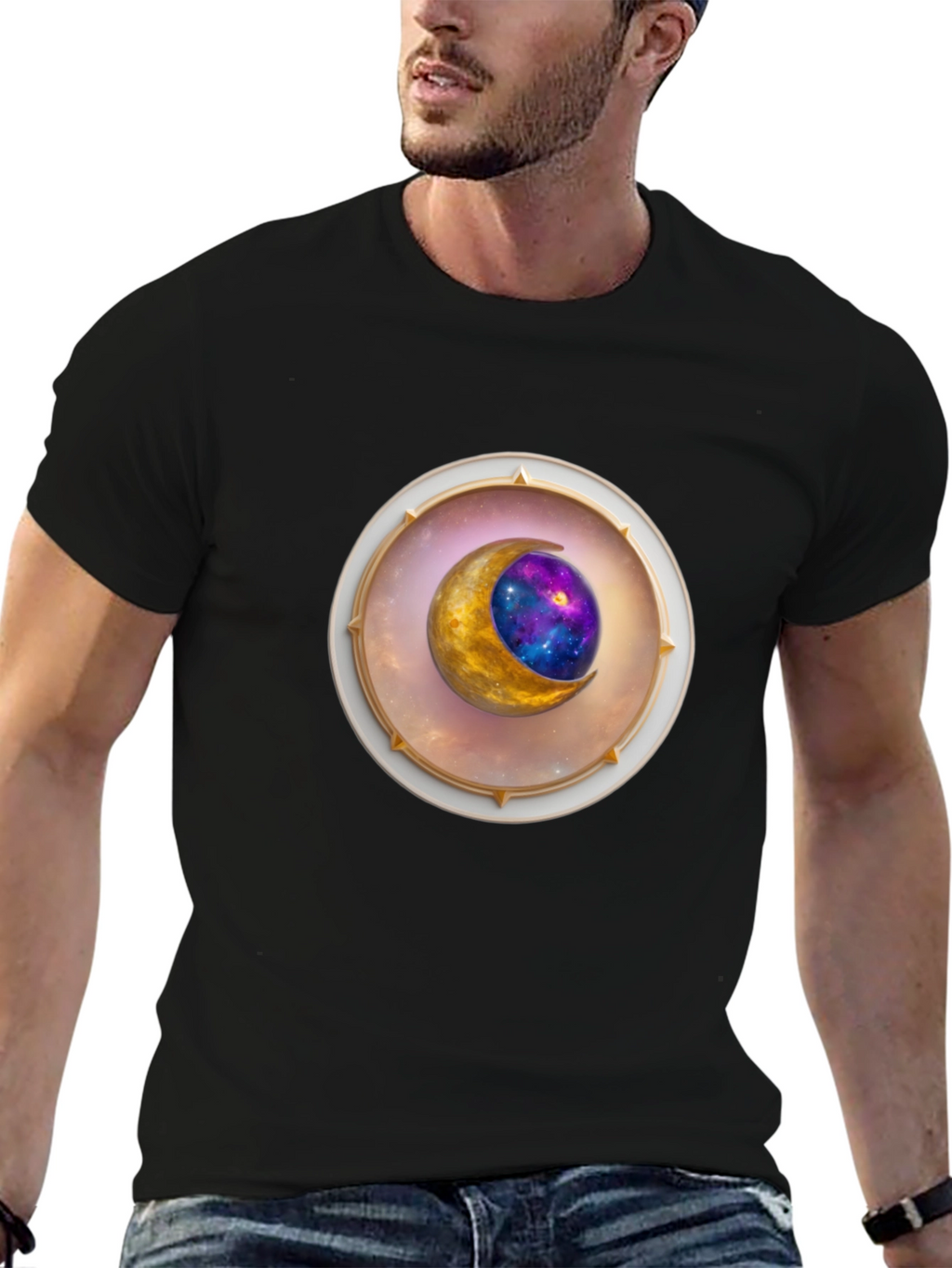 Celestial Moon Graphic Tee - Stylish Space Design