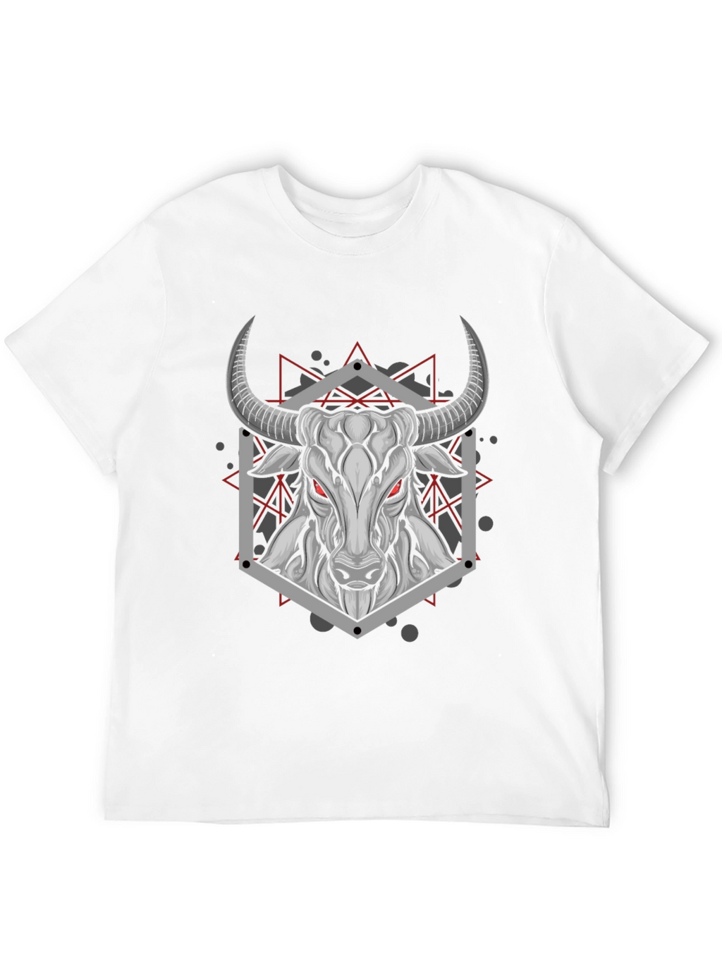 Geometric Bull Graphic Tee - Black