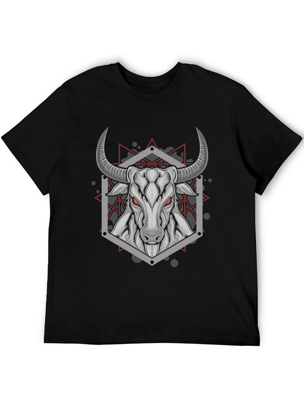Geometric Bull Graphic Tee - Black
