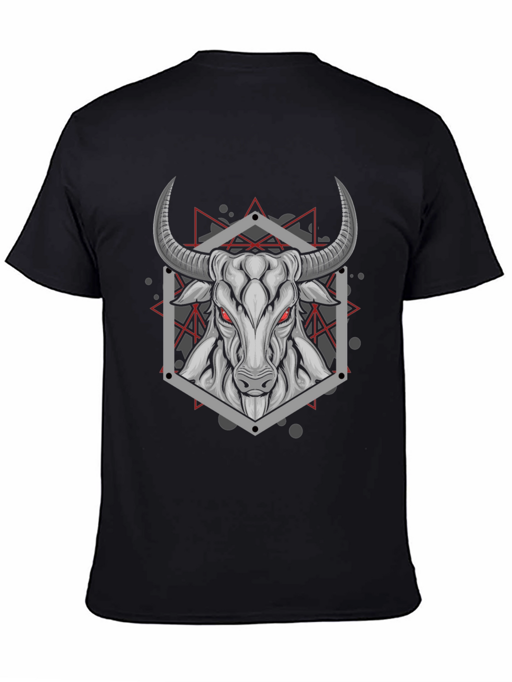 Geometric Bull Graphic Tee - Black
