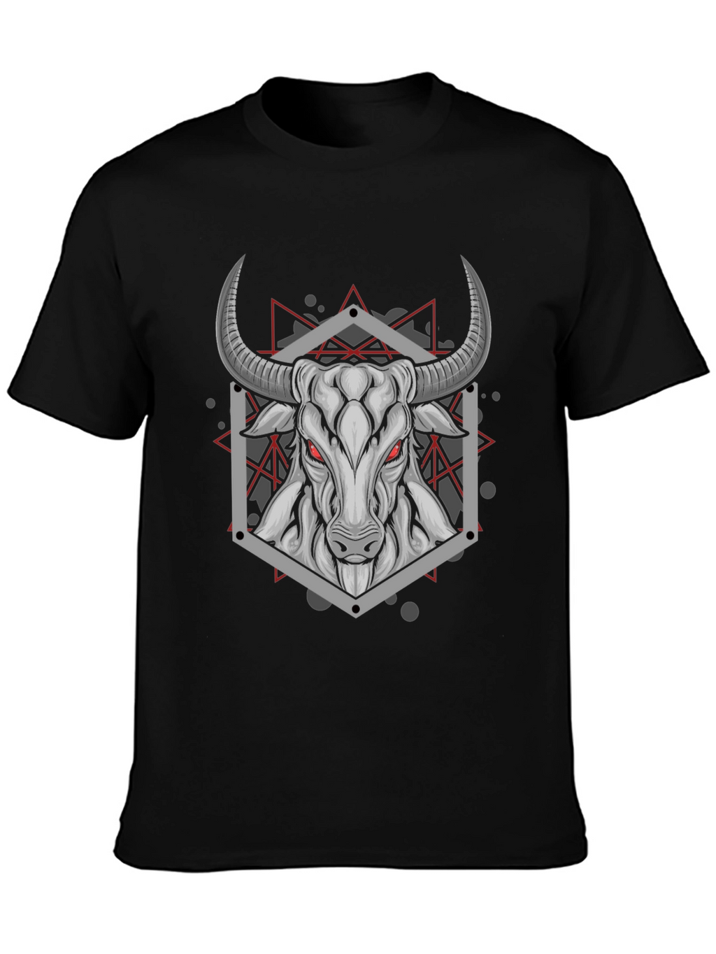 Geometric Bull Graphic Tee - Black