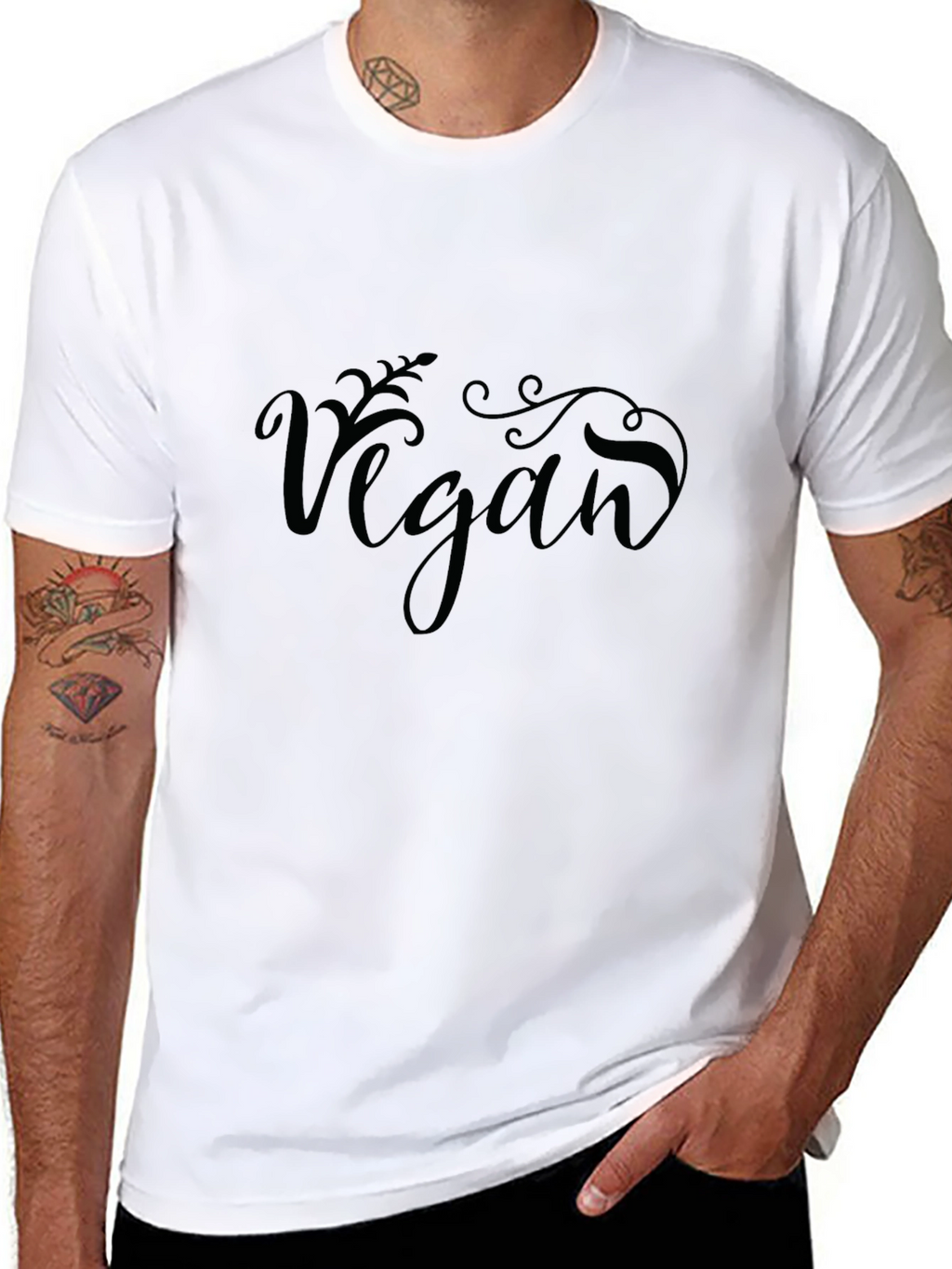 Vegan Script Graphic Tee - Black Cotton Blend