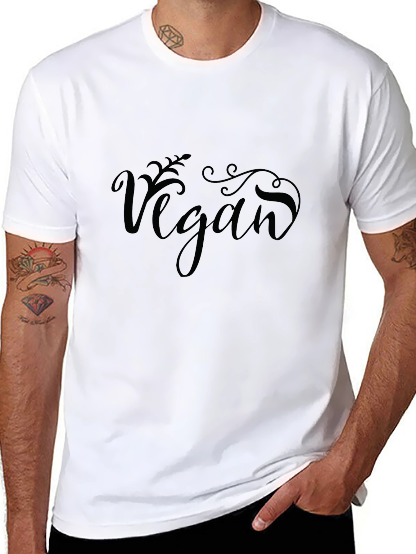 Vegan Script Graphic Tee - Black Cotton Blend