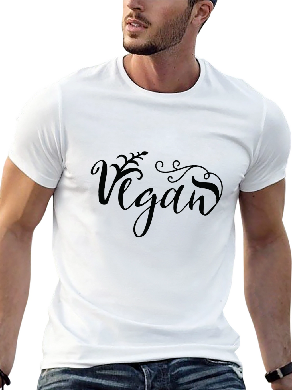 Vegan Script Graphic Tee - Black Cotton Blend