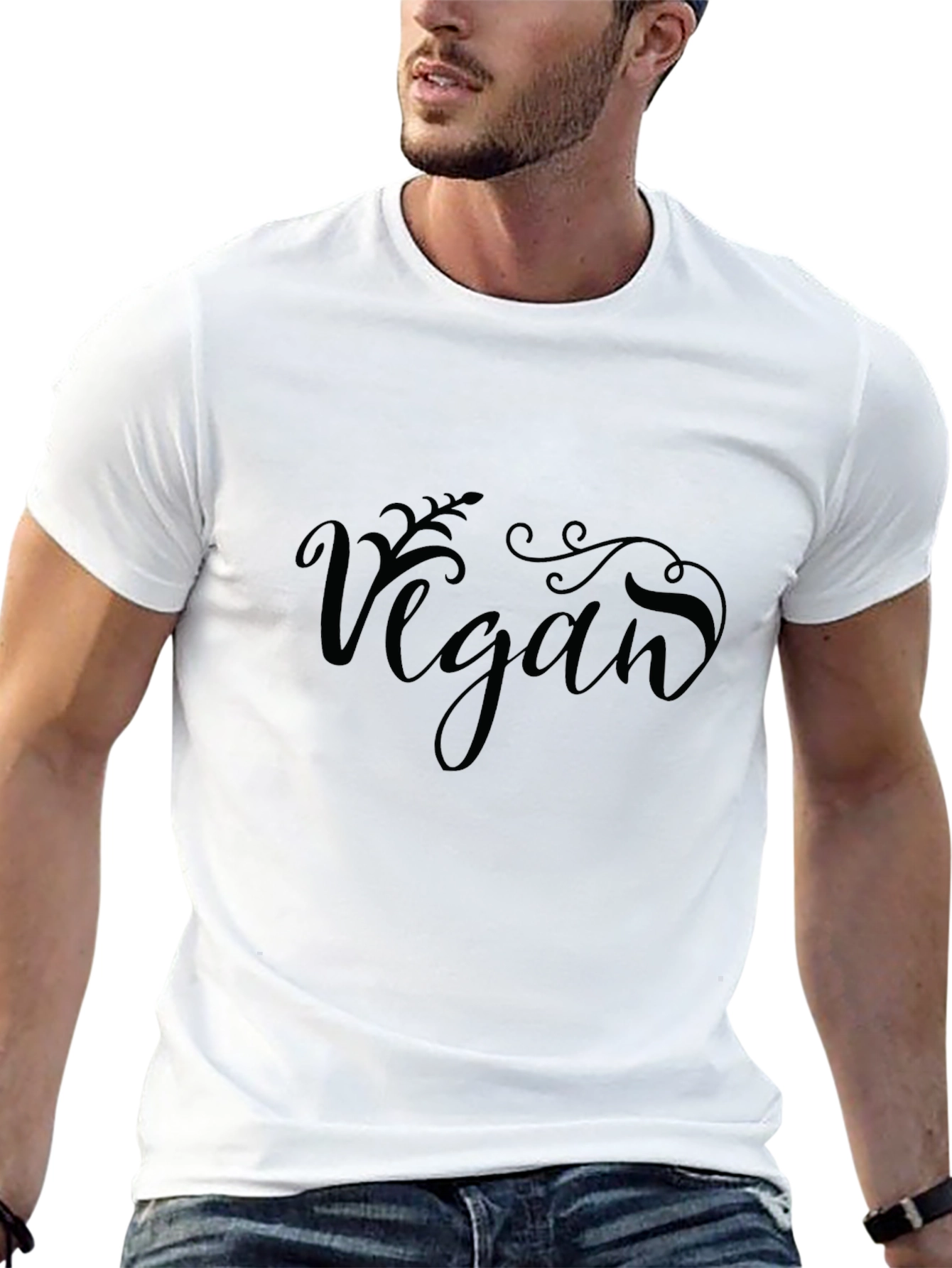 Vegan Script Graphic Tee - Black Cotton Blend