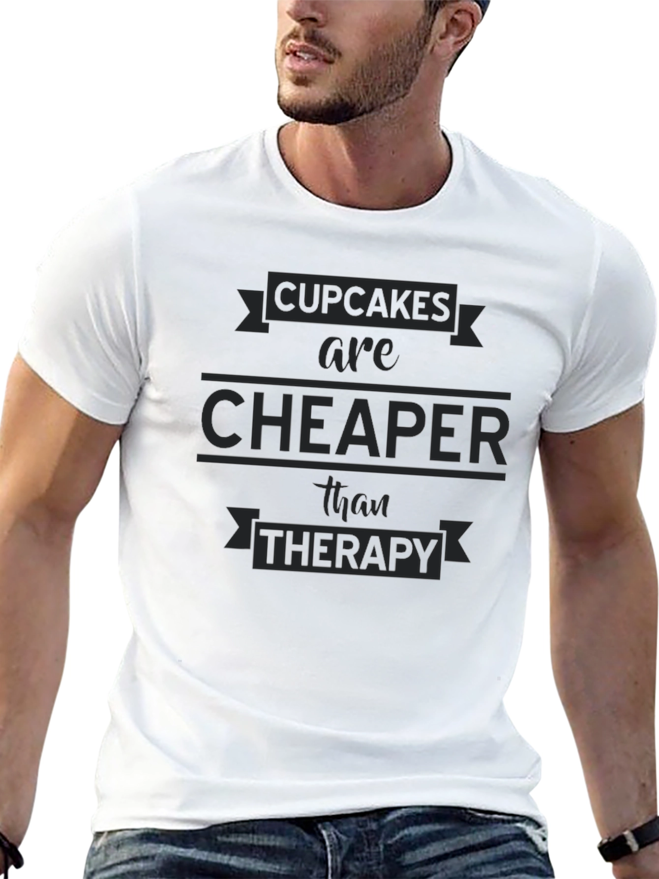 Cupcakes Cheaper Than Therapy Black T-Shirt