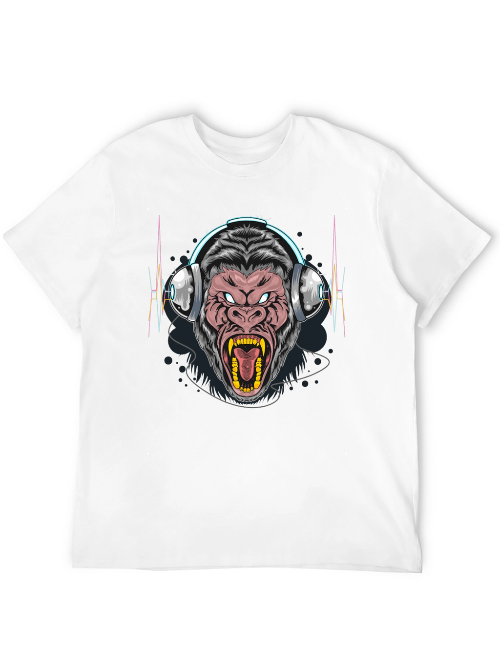 Gorilla Headphone Graphic Black T-Shirt