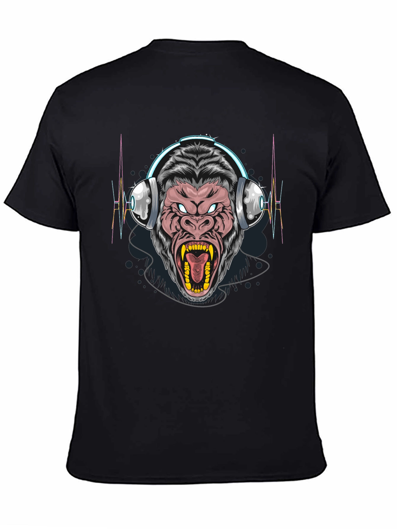 Gorilla Headphone Graphic Black T-Shirt
