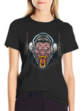 Gorilla Headphone Graphic Black T-Shirt