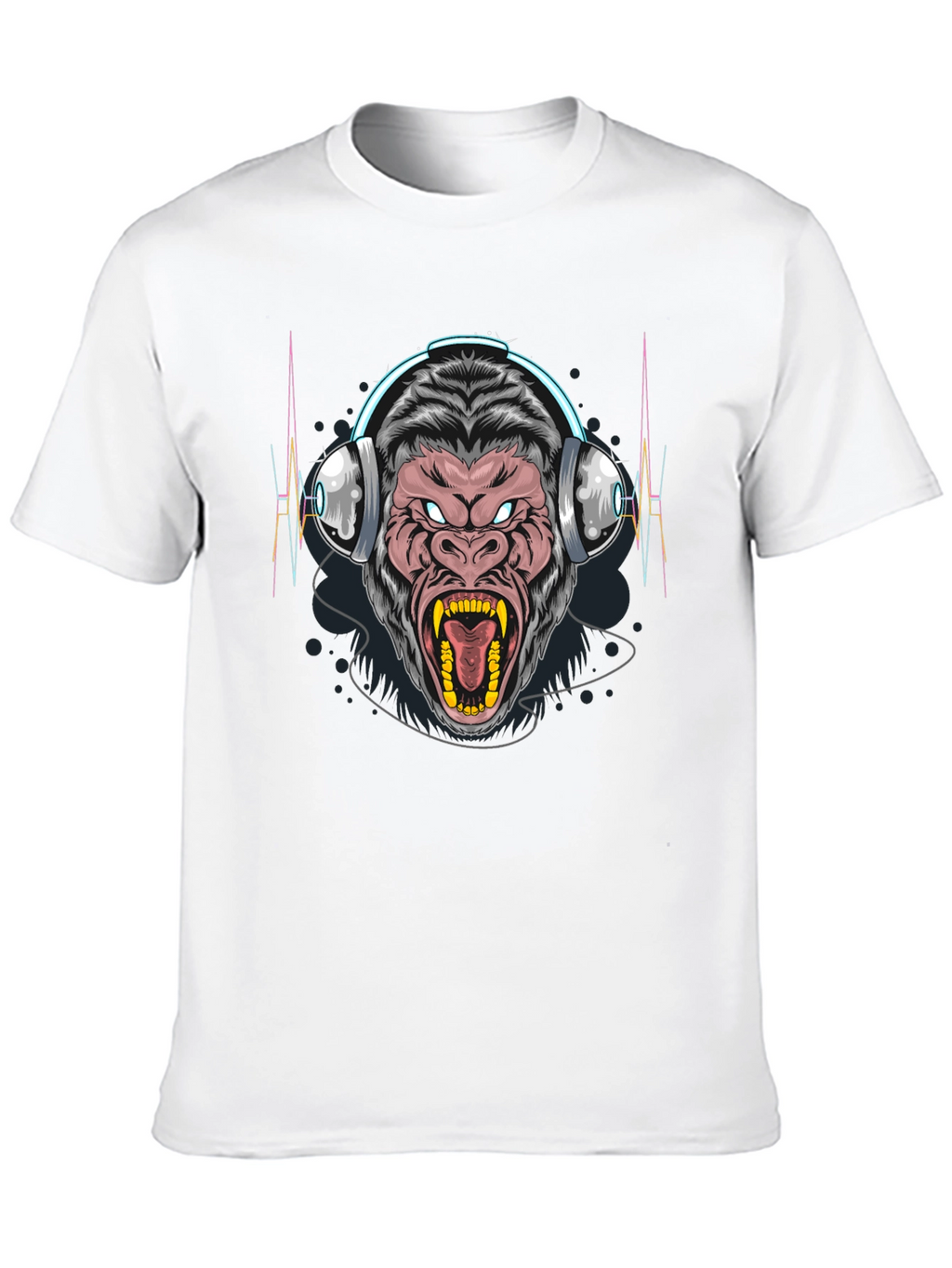 Gorilla Headphone Graphic Black T-Shirt