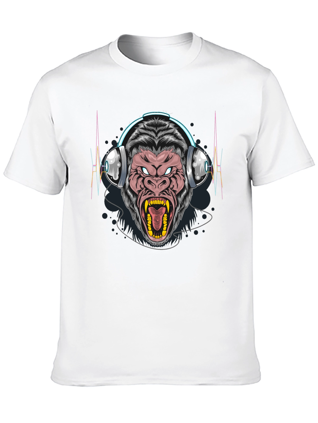 Gorilla Headphone Graphic Black T-Shirt