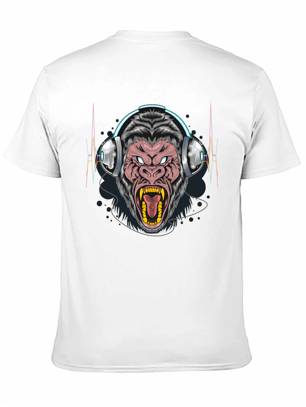 Gorilla Headphone Graphic Black T-Shirt