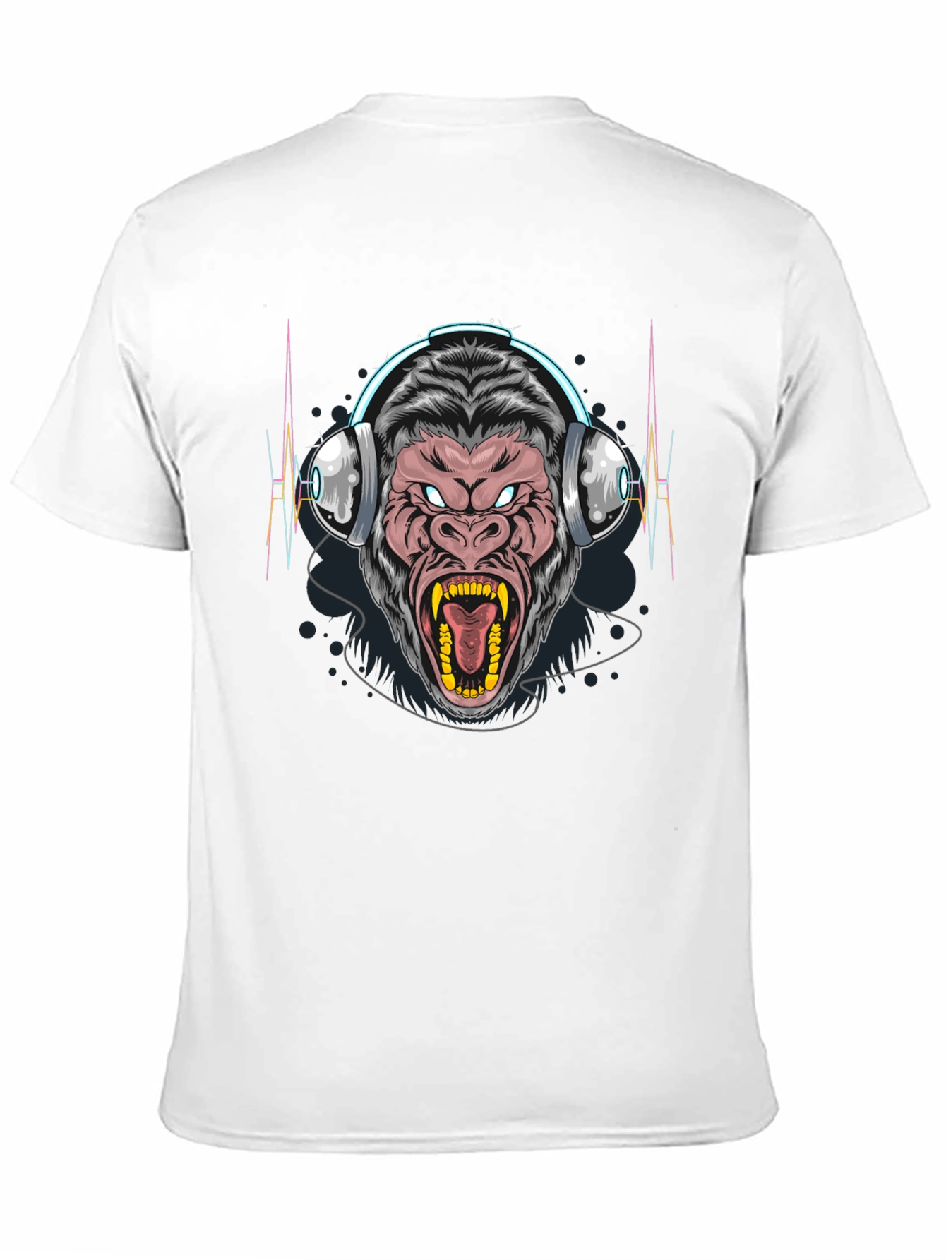 Gorilla Headphone Graphic Black T-Shirt