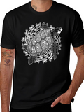 Tribal Turtle Graphic Black T-Shirt