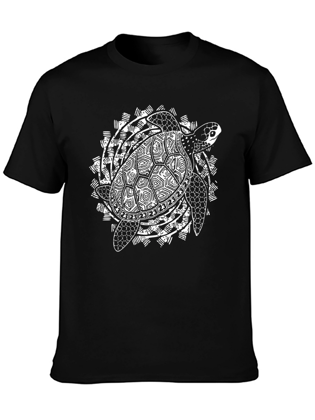 Tribal Turtle Graphic Black T-Shirt
