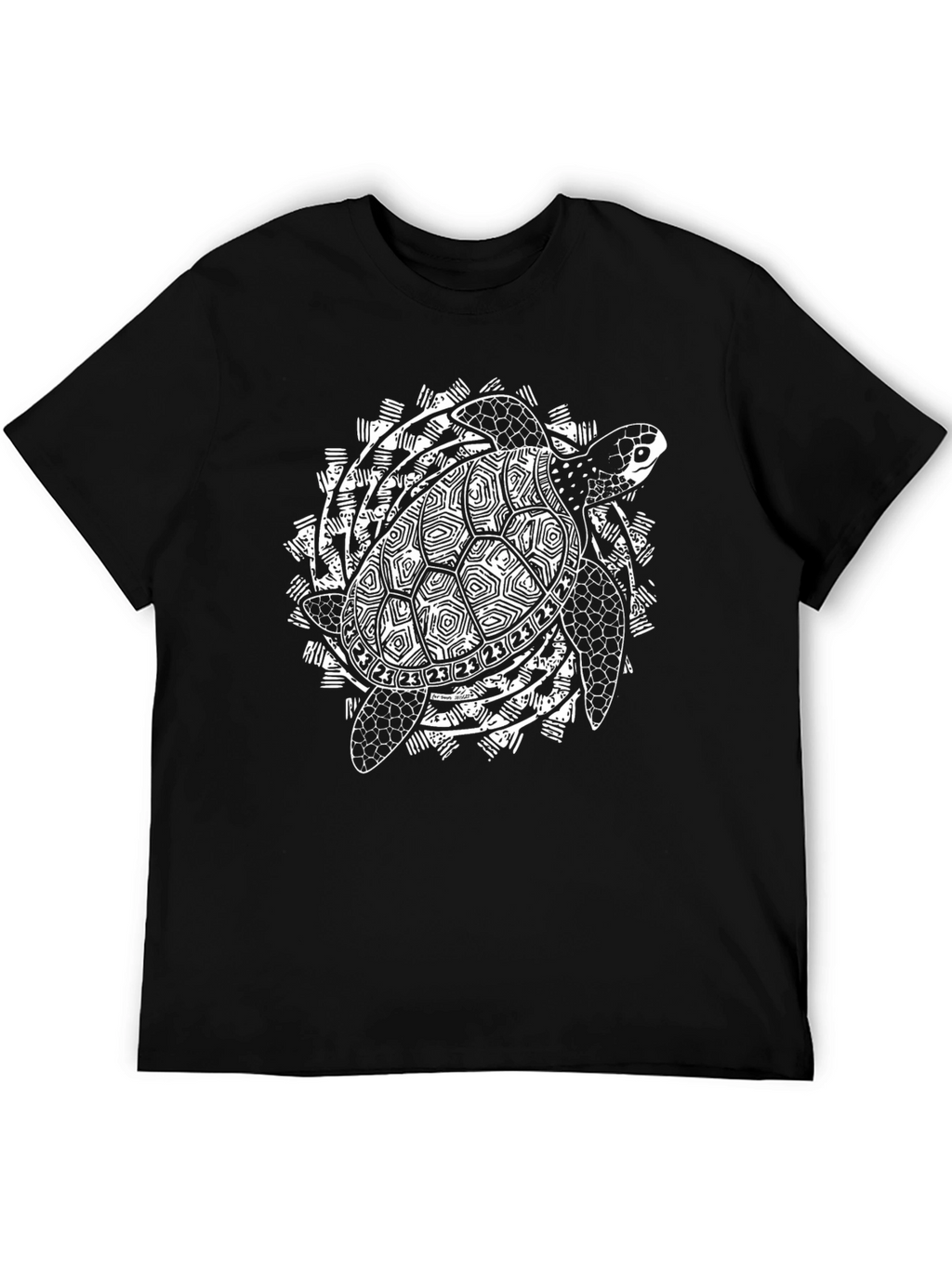 Tribal Turtle Graphic Black T-Shirt
