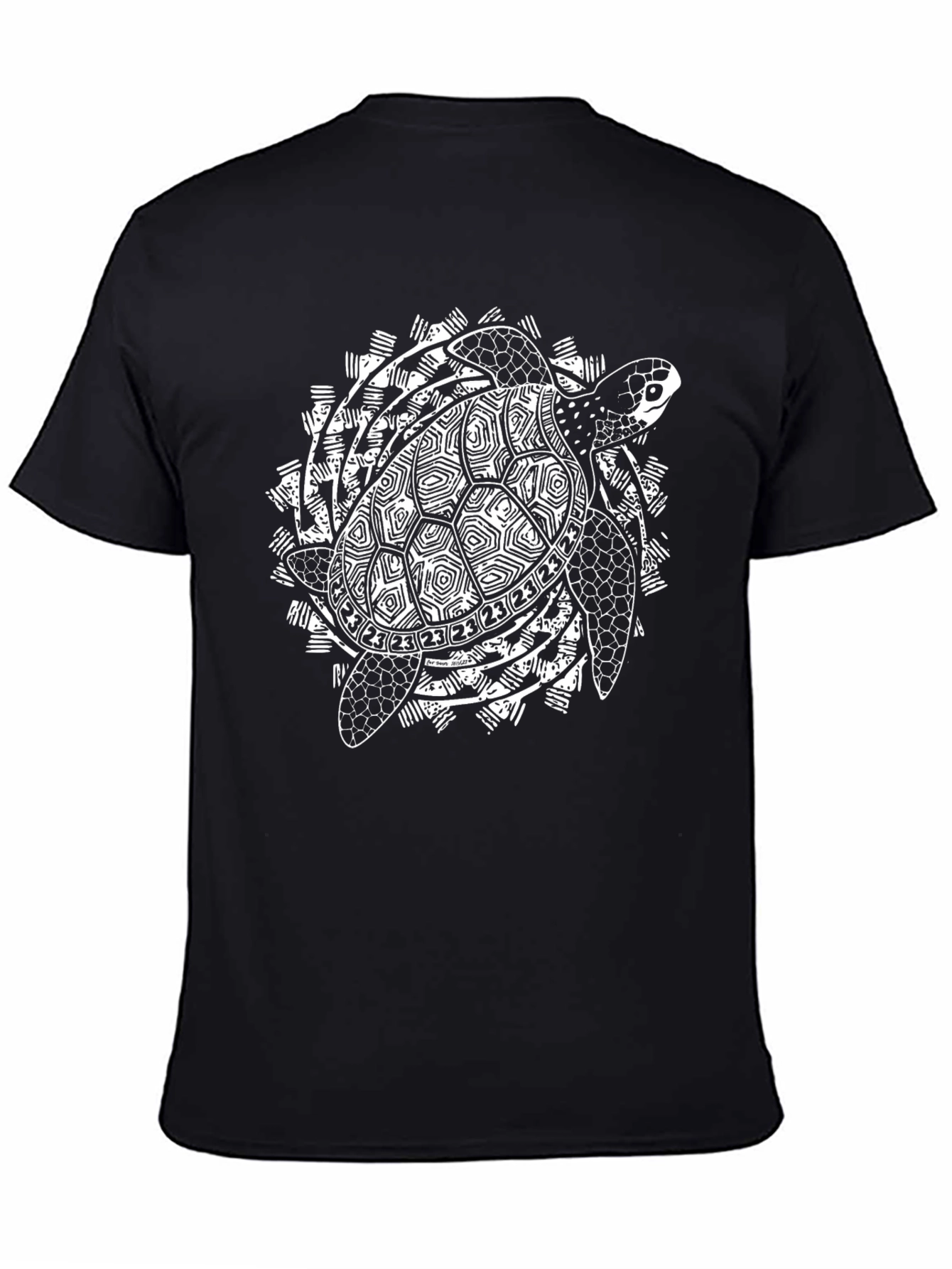 Tribal Turtle Graphic Black T-Shirt