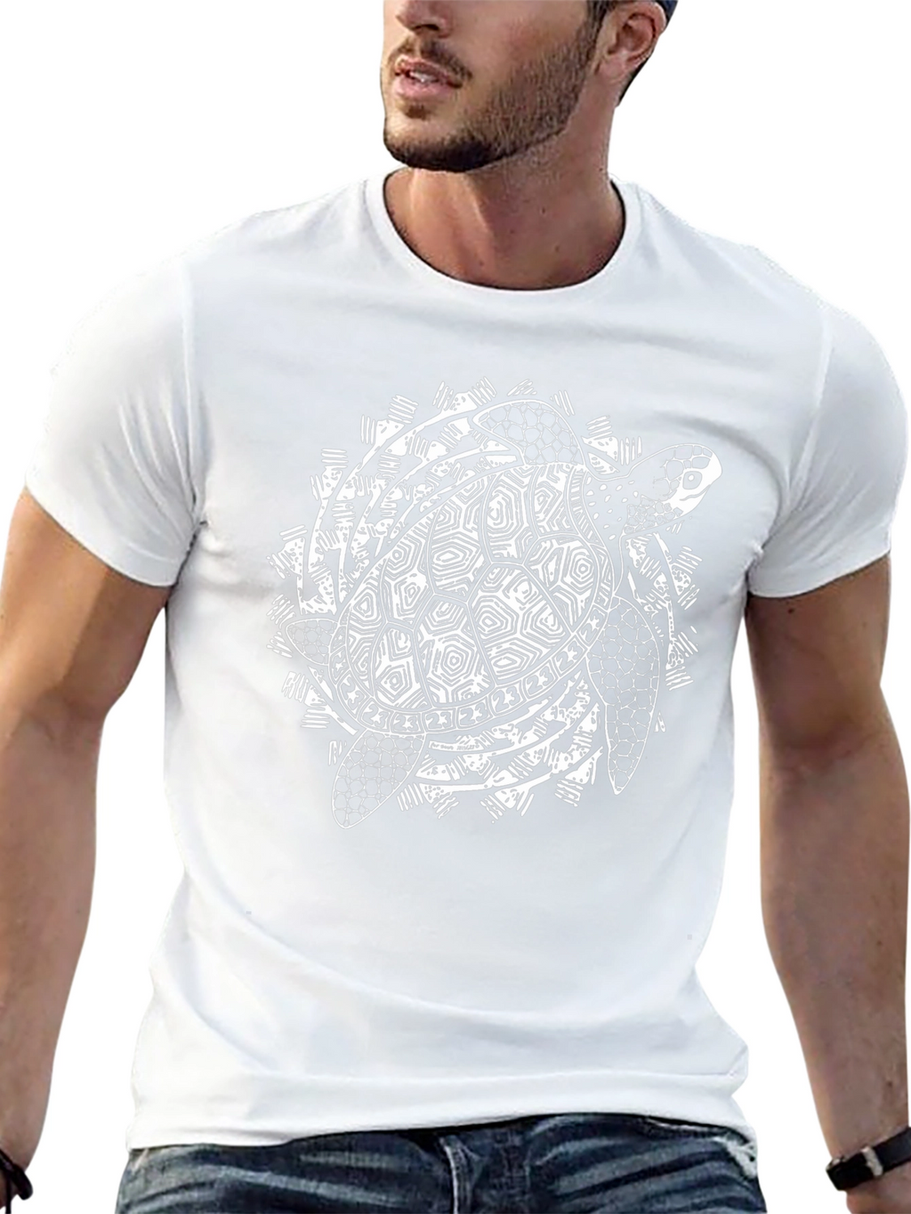 Tribal Turtle Graphic Black T-Shirt