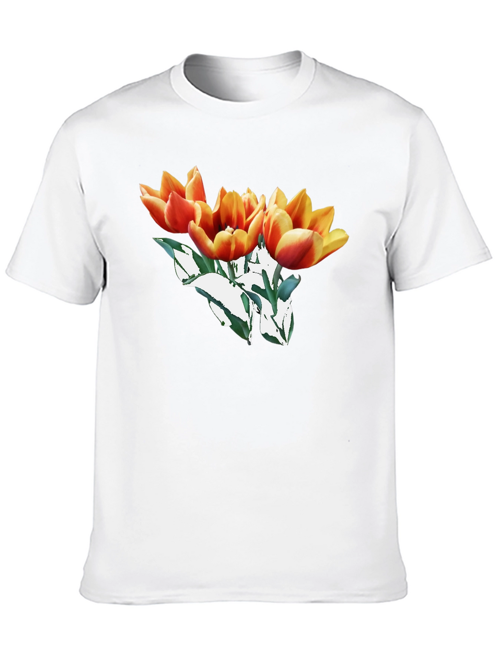 Floral Tulip Graphic Black T-Shirt
