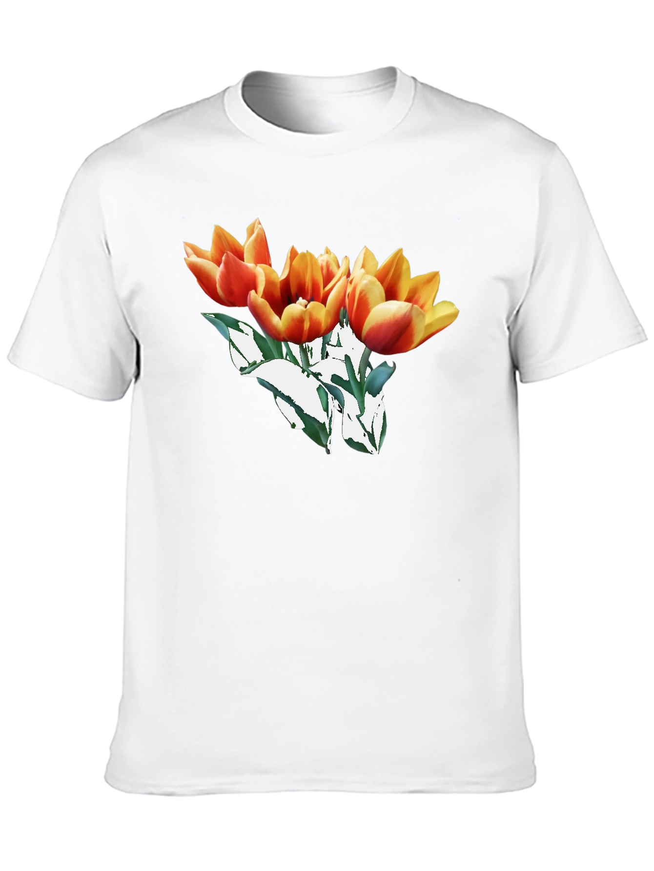 Floral Tulip Graphic Black T-Shirt