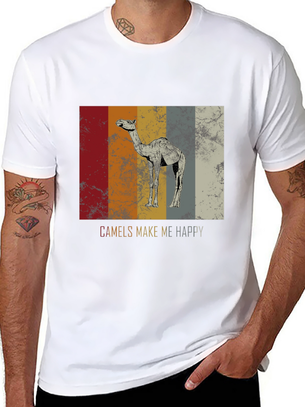 Camels Make Me Happy T-Shirt - Retro Design