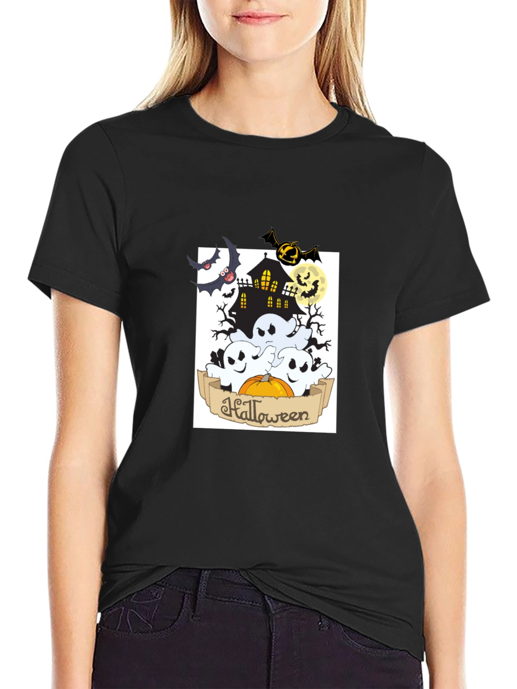 Spooky Halloween Black Graphic Tee