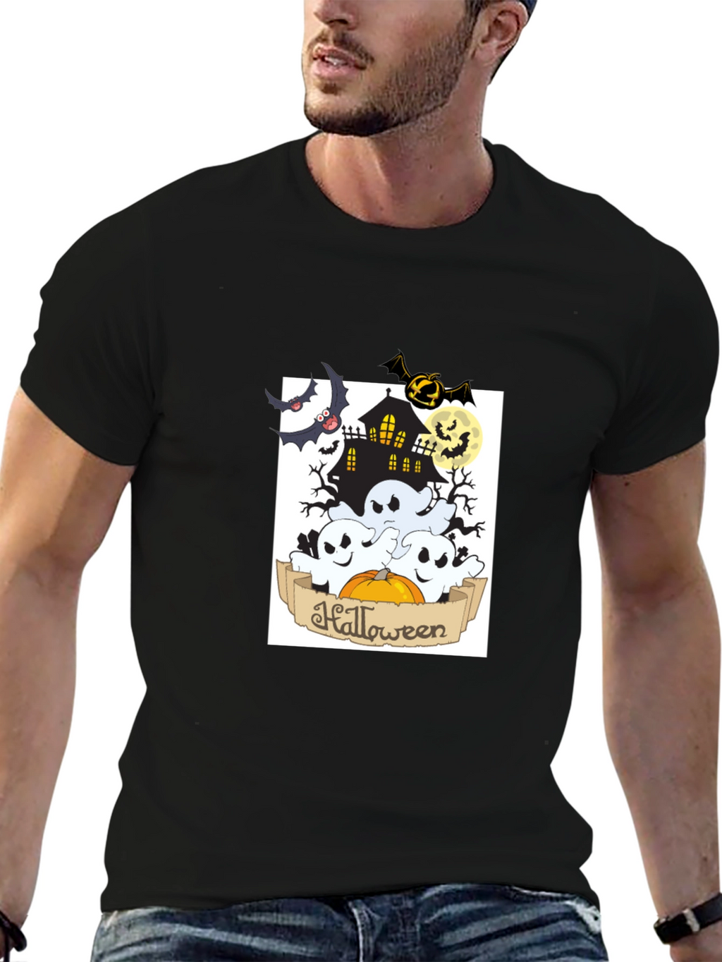 Spooky Halloween Black Graphic Tee
