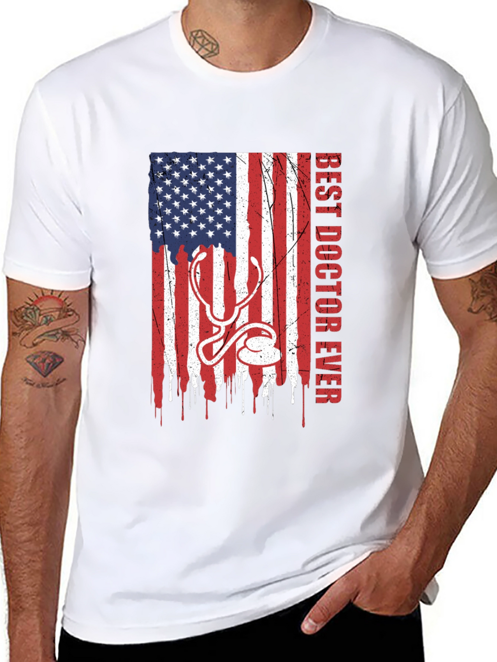 Best Doctor Ever American Flag T-Shirt