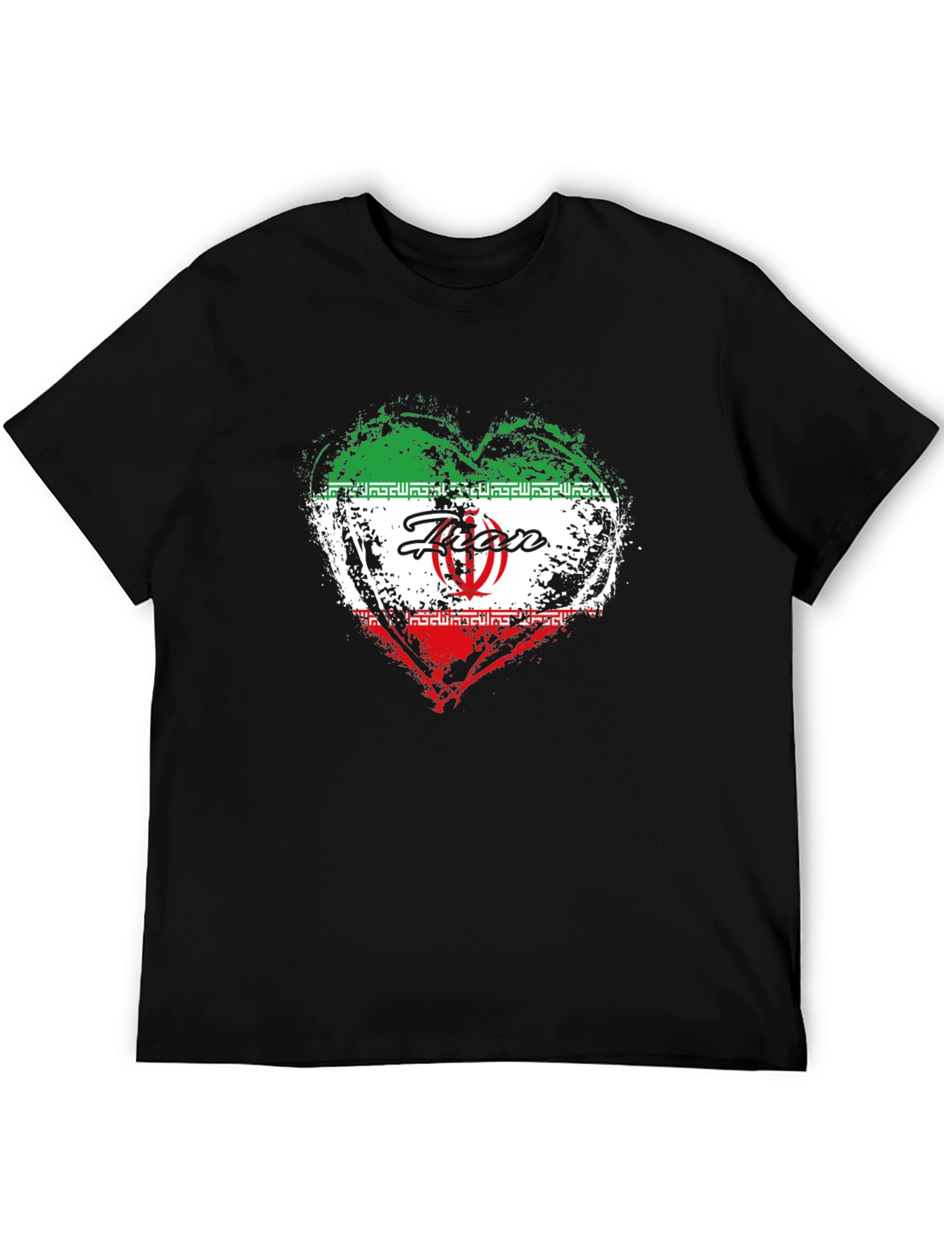 Iran Flag Heart T-Shirt - Black