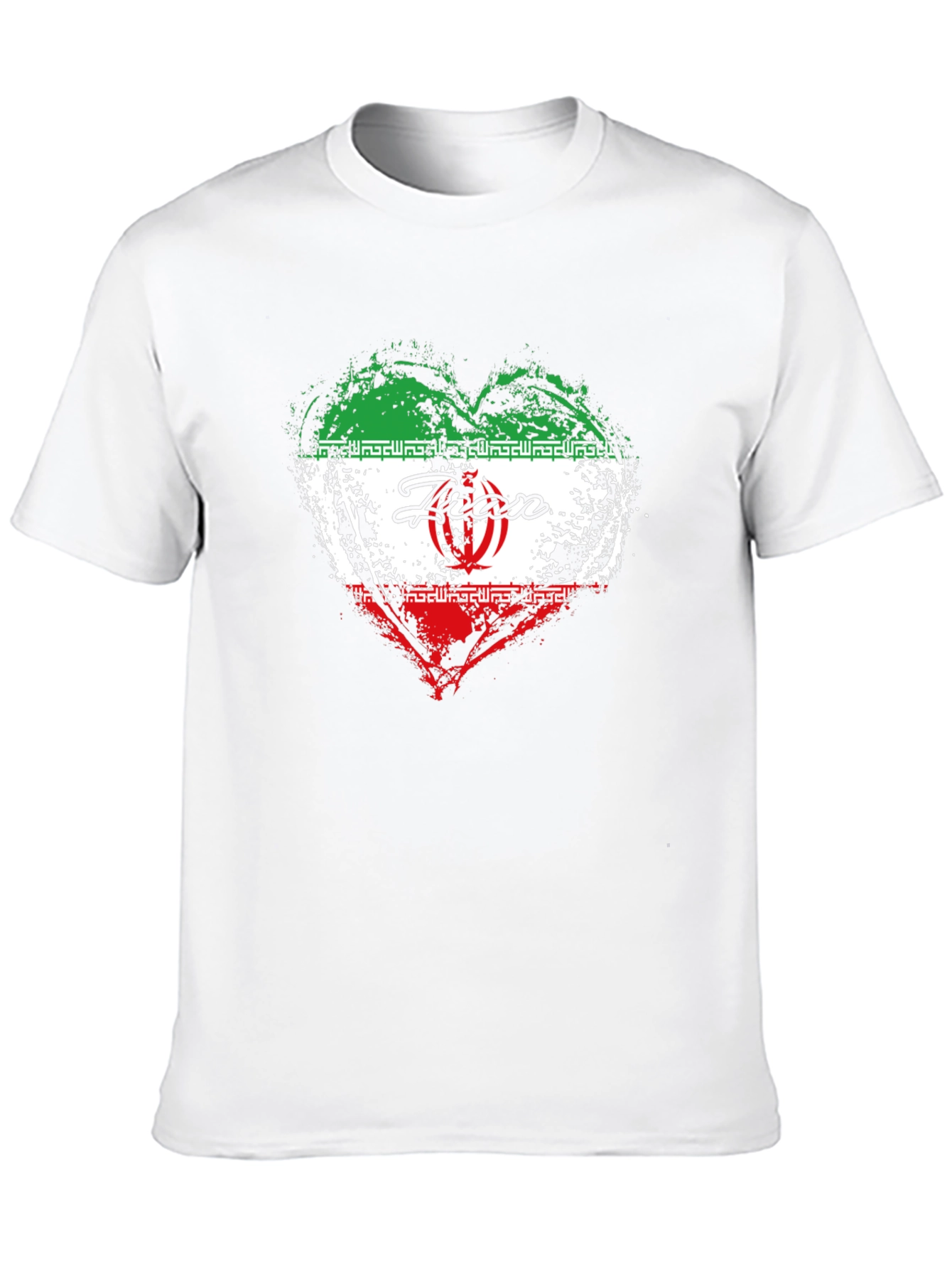 Iran Flag Heart T-Shirt - Black