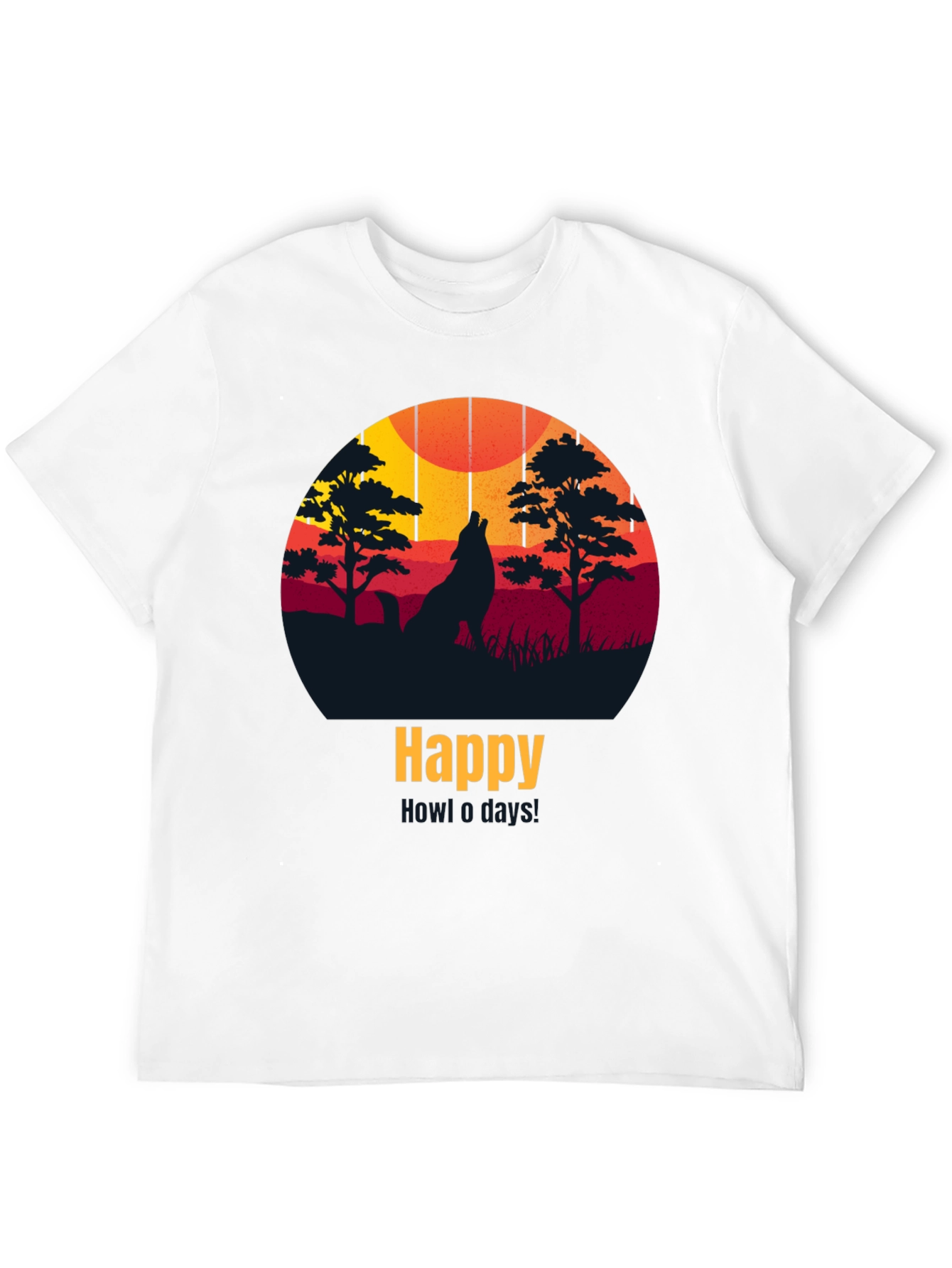 Happy Howling Wolf Sunset Tee