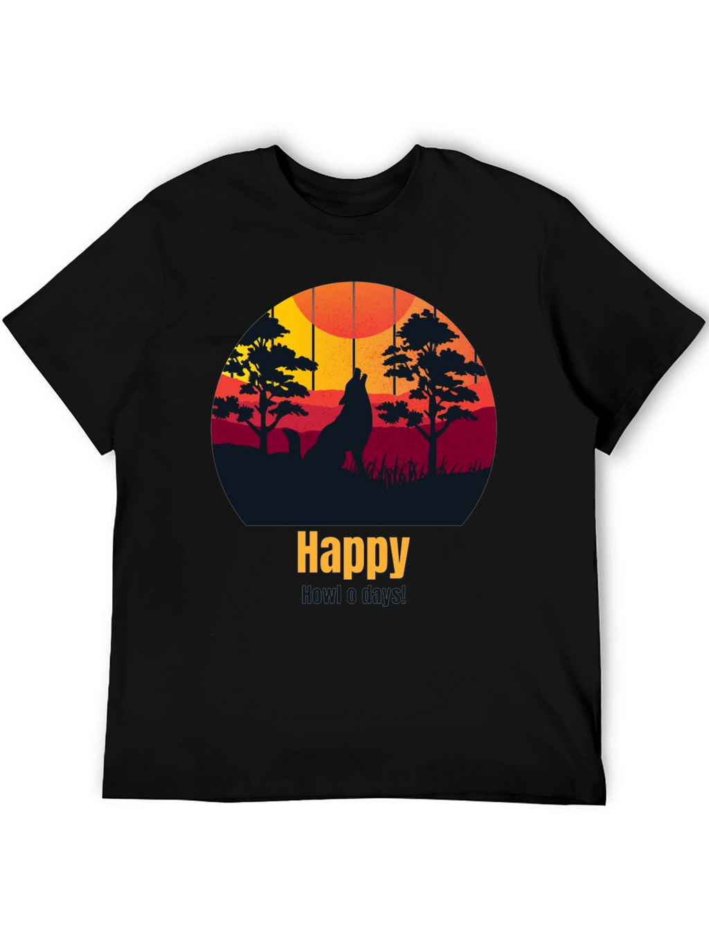 Happy Howling Wolf Sunset Tee