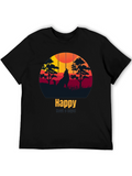 Happy Howling Wolf Sunset Tee