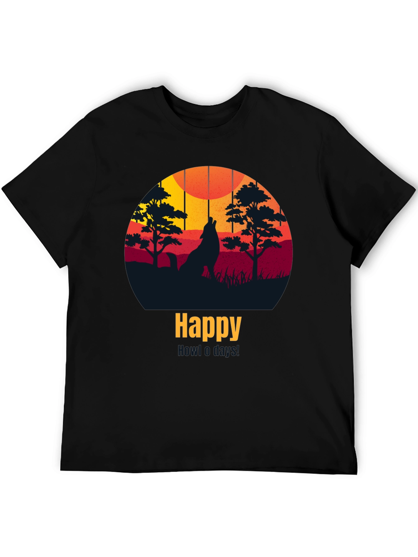 Happy Howling Wolf Sunset Tee