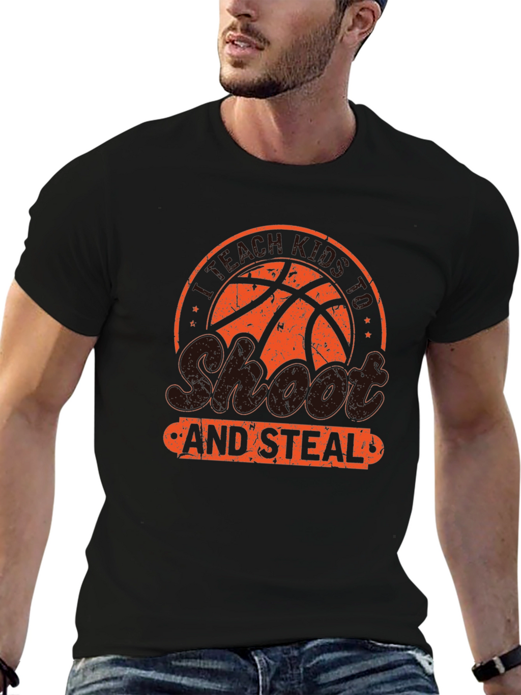 Shoot and Steal Basketball Graphic T-Shirt