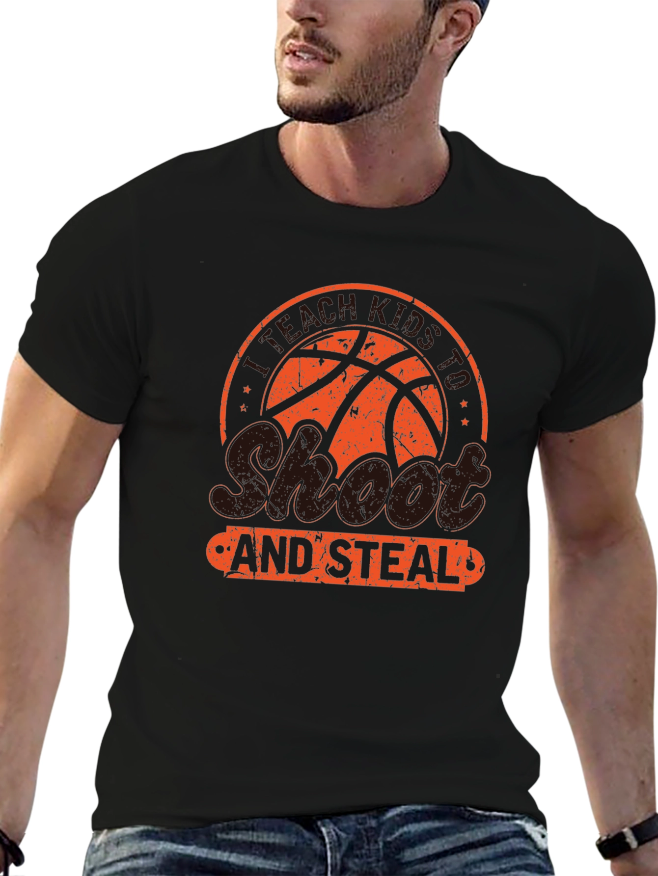 Shoot and Steal Basketball Graphic T-Shirt