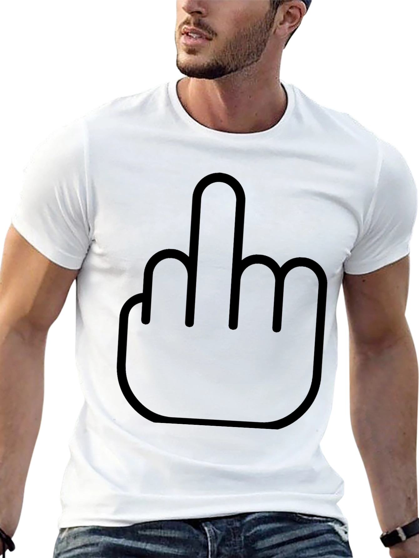 Funny Middle Finger Graphic Black T-Shirt