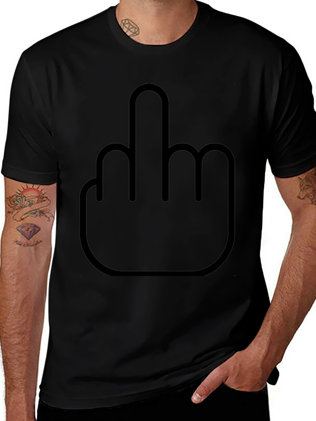 Funny Middle Finger Graphic Black T-Shirt