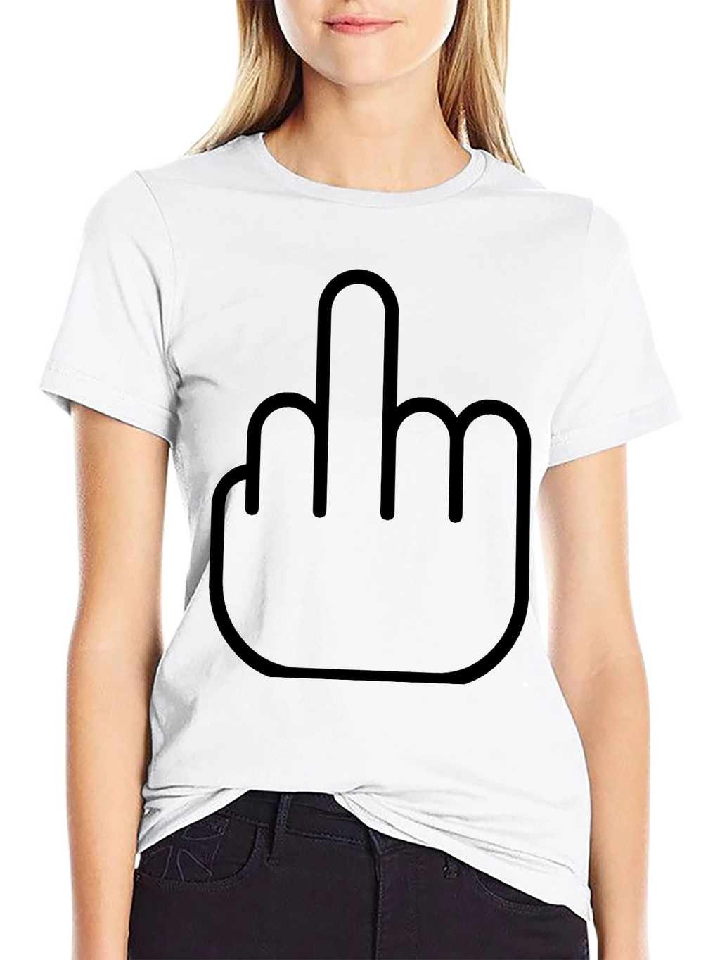 Funny Middle Finger Graphic Black T-Shirt