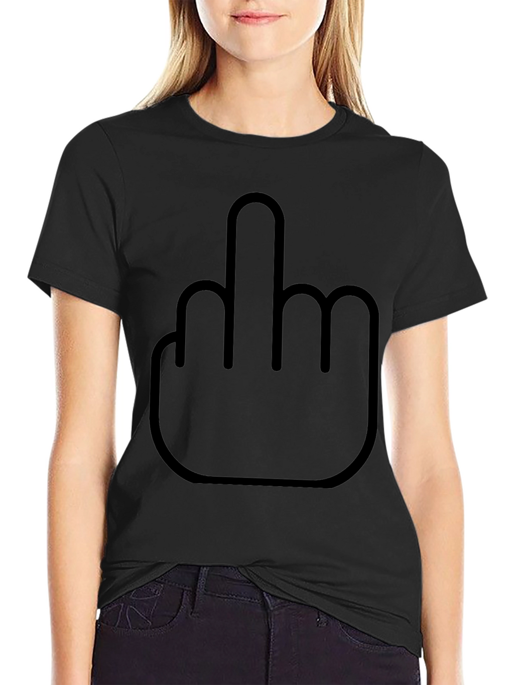 Funny Middle Finger Graphic Black T-Shirt