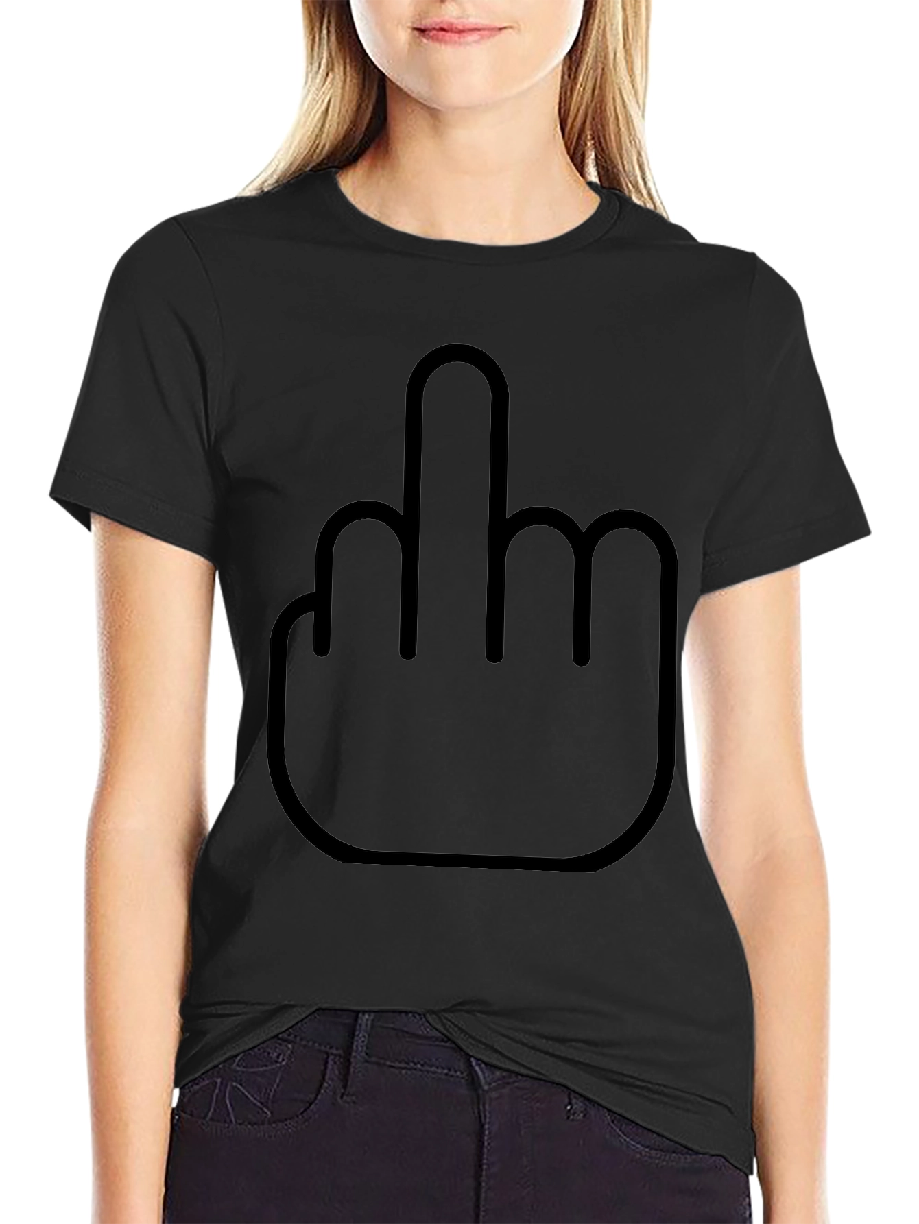 Funny Middle Finger Graphic Black T-Shirt